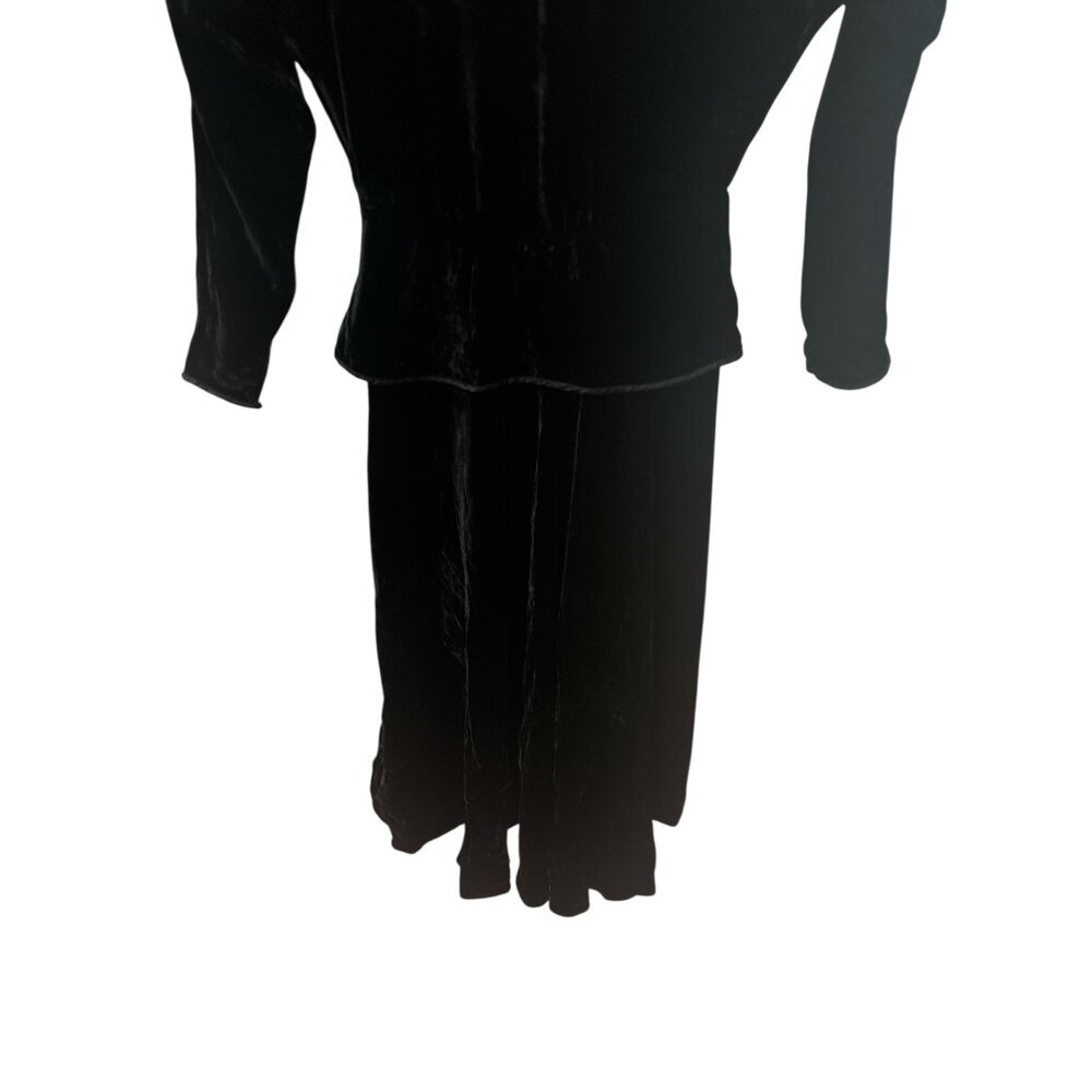 Vintage Cadaz Black Velvet Dress Size 8 Twist Front Maxi 90s Formal - Picture 8 of 13